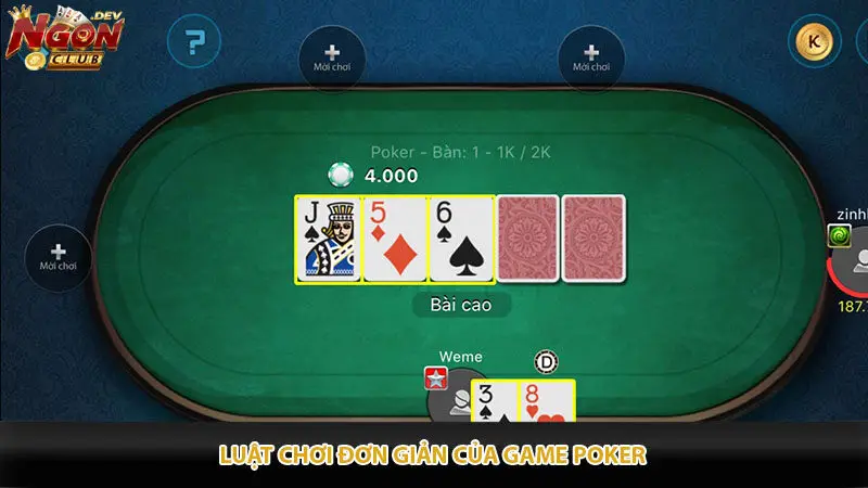 Luật chơi đơn giản của game poker